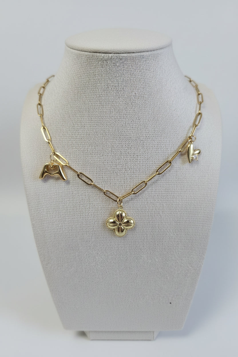 Charm Edelstahl Kette 18k vergoldet mit 3 süßen Charms
