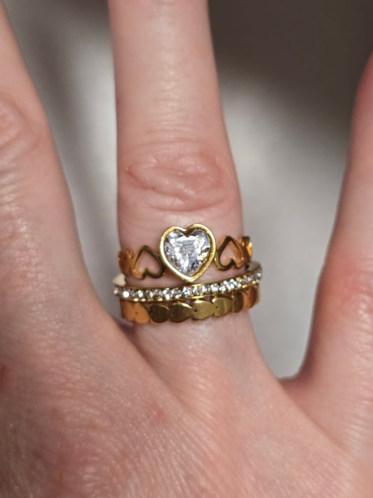 Herz Ring Edelstahl 18k vergoldet
