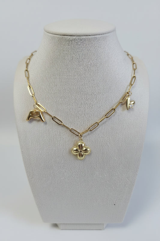 Charm Edelstahl Kette 18k vergoldet mit 3 süßen Charms