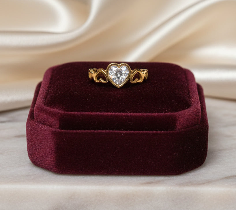 Herz Ring Edelstahl 18k vergoldet